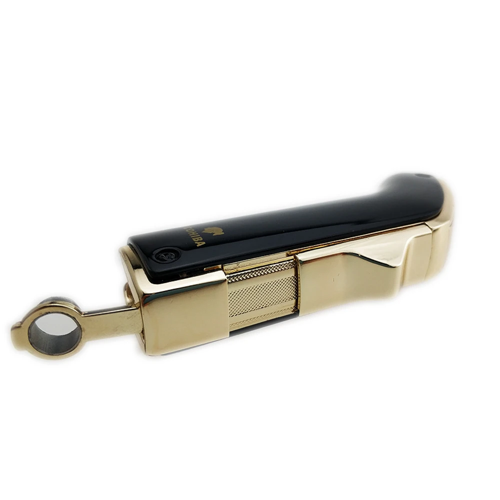 Металлическая зажигалка Cohiba с 2 фонарь двойная струйная пламенем многоразовая