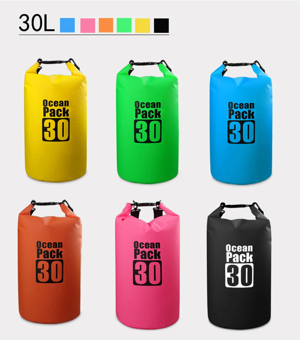 5L/10L/15L/20L/30L открытый плавательный водонепроницаемый мешок пакет ПВХ брезент Кемпинг рафтинг хранения сухой мешок с регулируемым ремешком крюк