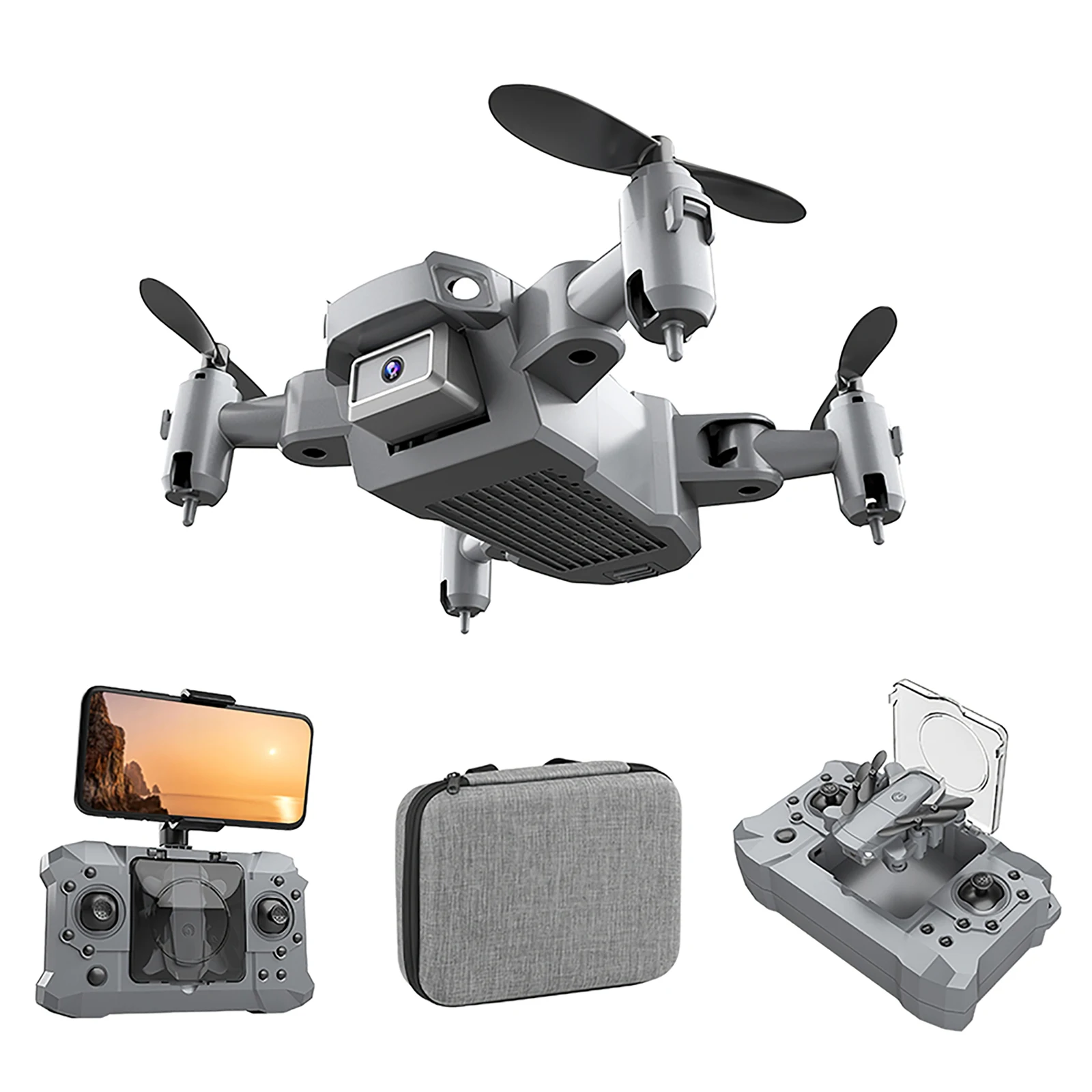 

Small Drone Quadcopter Children Plane Toy Remote Control Folding Drone Aerial WiFi Real-Time Picture Transmission Aircraft Gift
