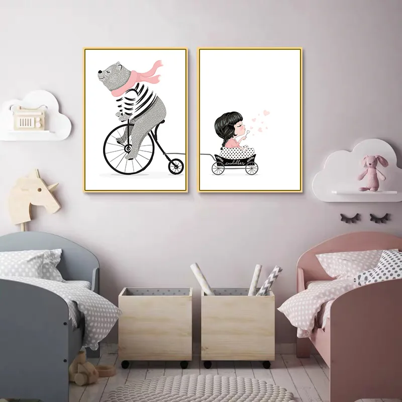 Настенная картина для детской комнаты с животными большим медведем Постер в