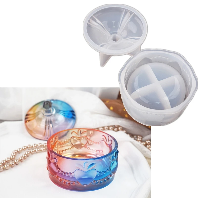 

Cute Gift Boxes with Lids Resin Mold Heart Jewelry Storage Box Container Resin Casting Silicone Molds DIY Art Crafts