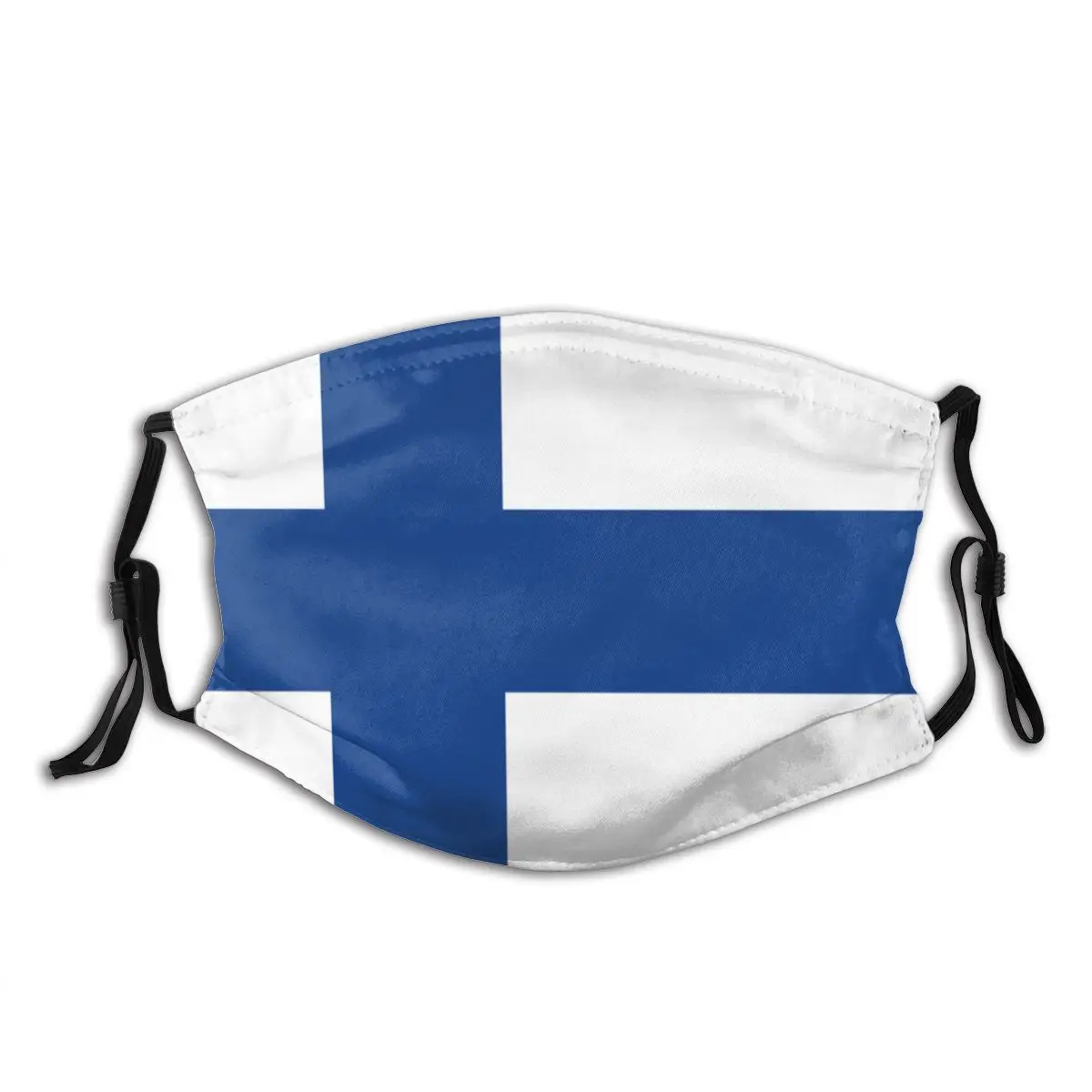 

Finnish Flag Of Finland Non Disposable Mouth Face Mask with Filter Anti Wind Dustproof Earloop Protection Cover Respirator