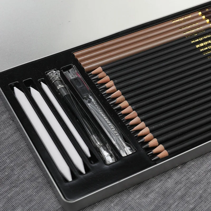 

Drawing pencil set iron box hb2b4b charcoal pen beginner professional drawing pen