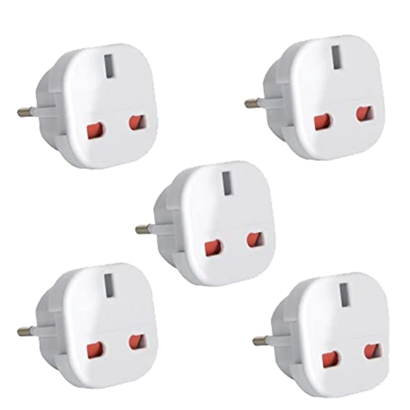 Travel Adapter UK to EU White Plug 2 Pin Pack of 5 (EU Plug) | Электроника