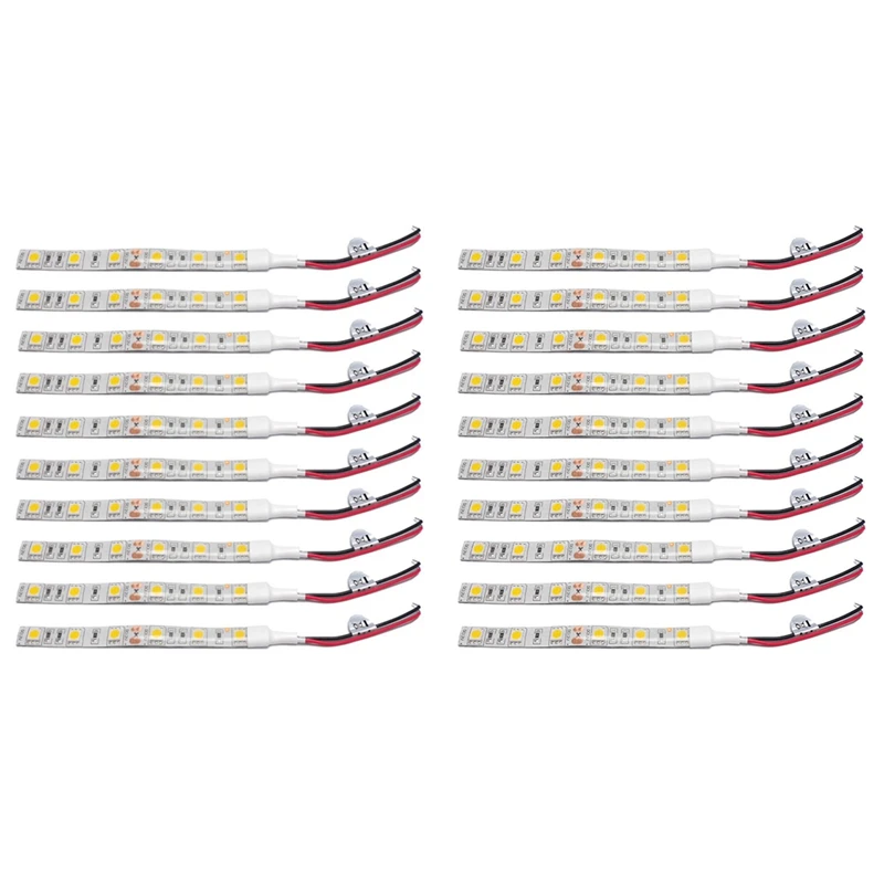 

20 Pcs 10cm Waterproof 5050 Led Strip Lights Dc 12V Caravan Boat Car, 10 Pcs Warm White Light & 10 Pcs Red Light