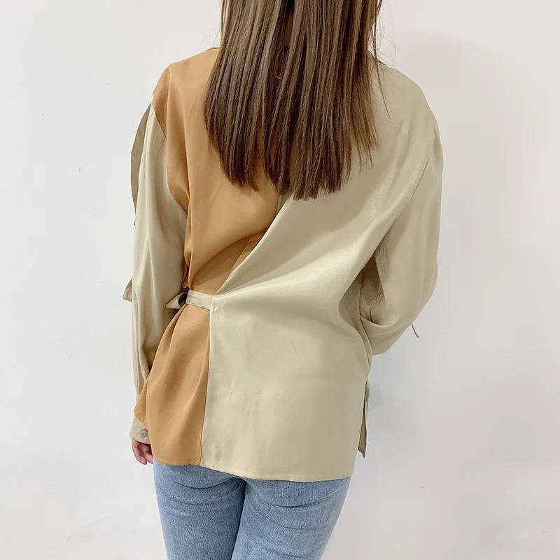 

Women's Blouses Long Sleeve Spring Harajuku Tops Mujer Patchwork OL Blusa Female Fashion Bluzas Shirt Office Lady Top Tees S081