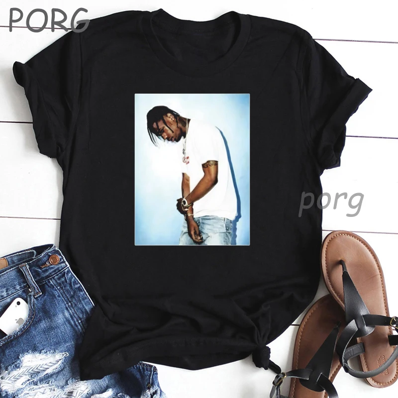 Трэвиса Скотта и школьника Новая модная летняя женская футболка Harajuku