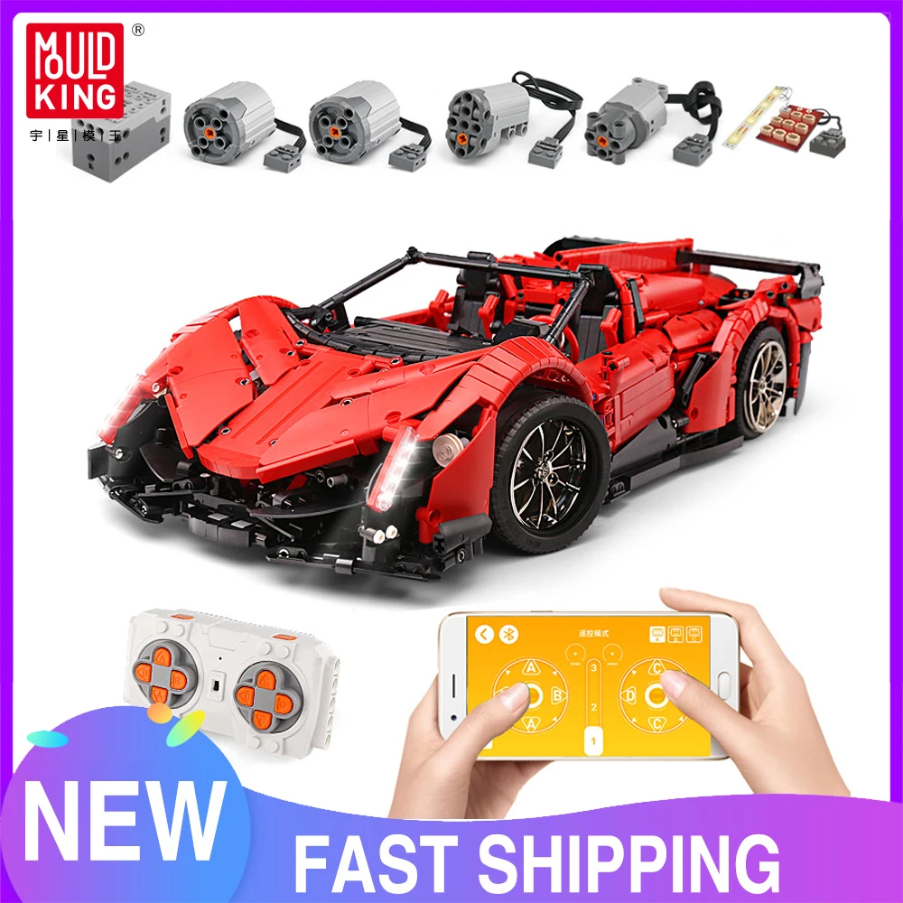 

Mold KING 13079 App моторизованный автомобиль технические Ламборгини Veneno Roadster строительные блоки игрушки для детей