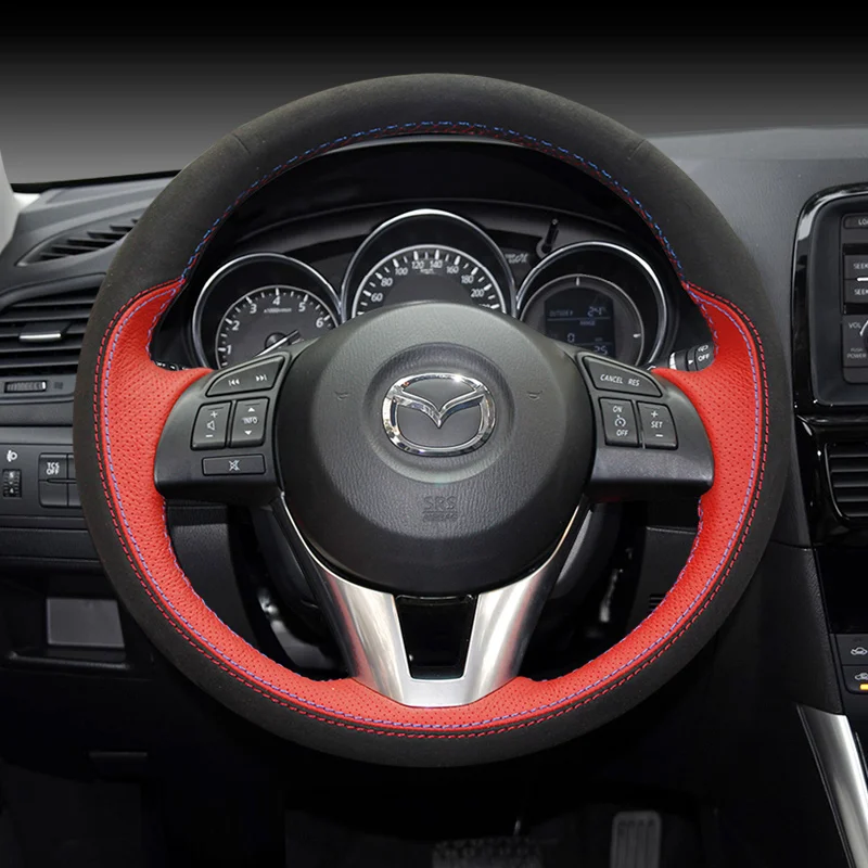 

For Mazda 3/6 M5 CX-5 CX-4 CX-8 DIY hand-stitched leather car steering wheel cover