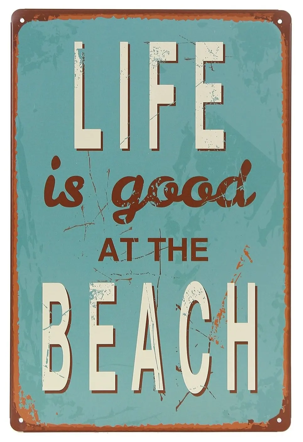 

Life is Good at Beach Tin Sign Wall Retro Metal Bar Pub Poster Metal 12" X 8"