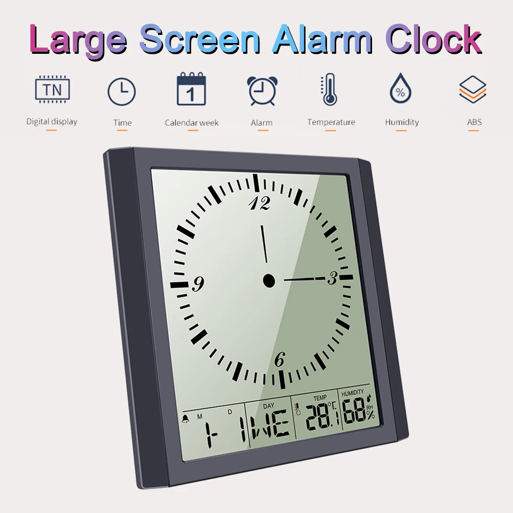 

Smart Pointer Digital Alarm Clock Big 150 TN Screen With Temperature Humidity Display Stand Desk/Wall Clock Battery Operated