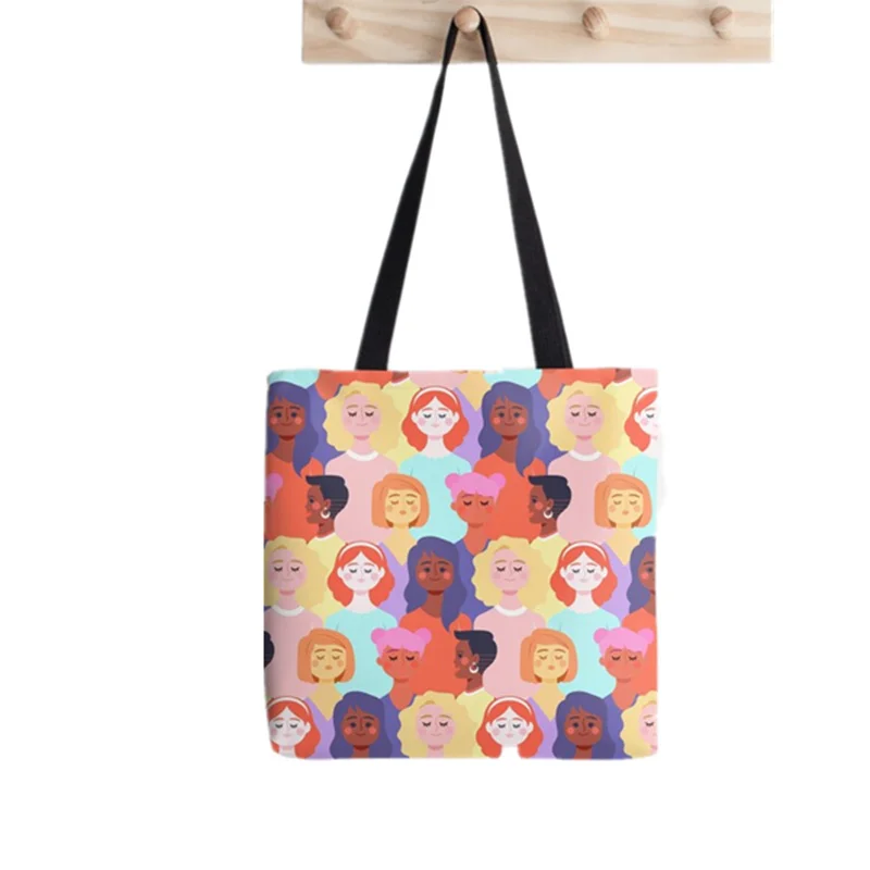 

Women shopper bag Colorful feminist Printed Kawaii Bag Harajuku Shopping Canvas Shopper Bag girl handbag Tote Shoulder Lady Bag
