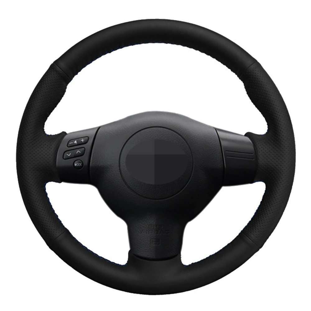 Чехол рулевого колеса автомобиля ручной работы из натуральной кожи черного
