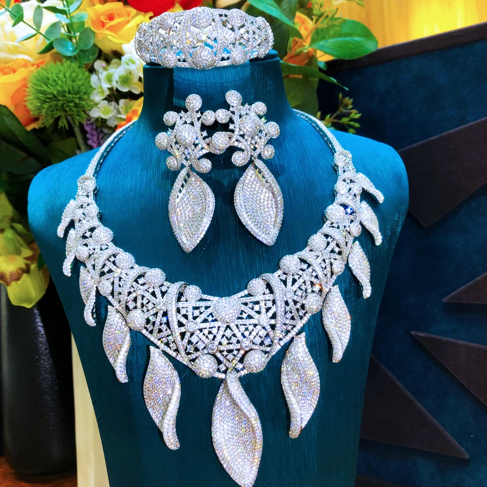 

missvikki 4PCS Big Luxury NEW Fashion Africa Jewelry Set For Women Wedding Party Cubic Zirconia Dubai Bridal Jewelry Indian