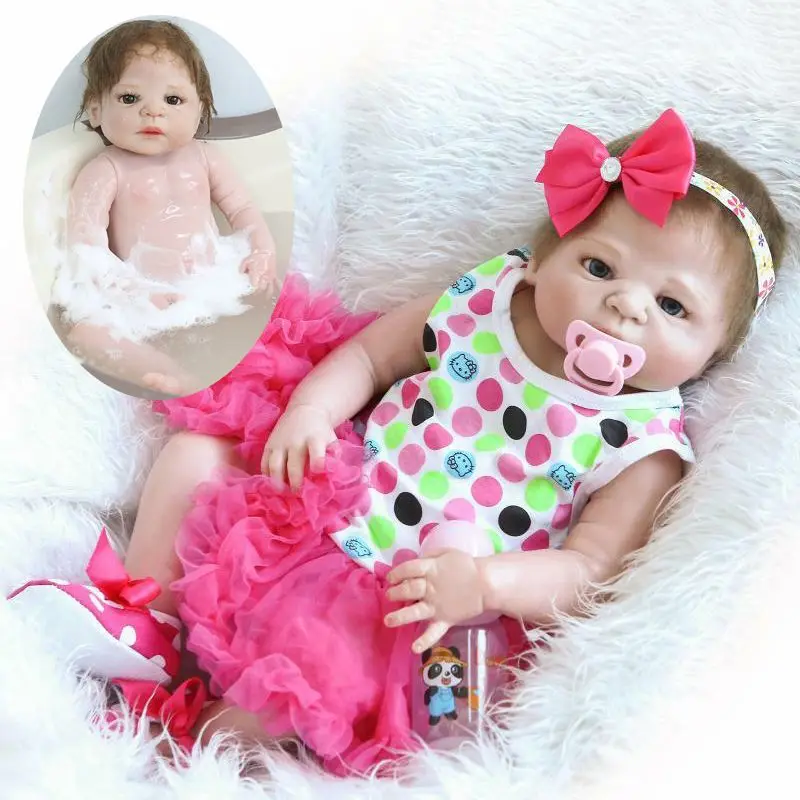 57 см Bebe Boneca Reborn Corpo де силиконовые реальный полный средства ухода за кожей винил