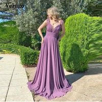 verngo elegant lavender chifon satin long prom dresses applique straps sweetheart open back evening gowns 2021 formal dress