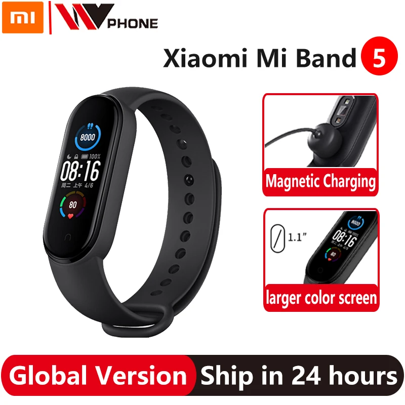 Умный Браслет Xiaomi Mi Band 5 глобальная Версия смарт браслет цветной экран с
