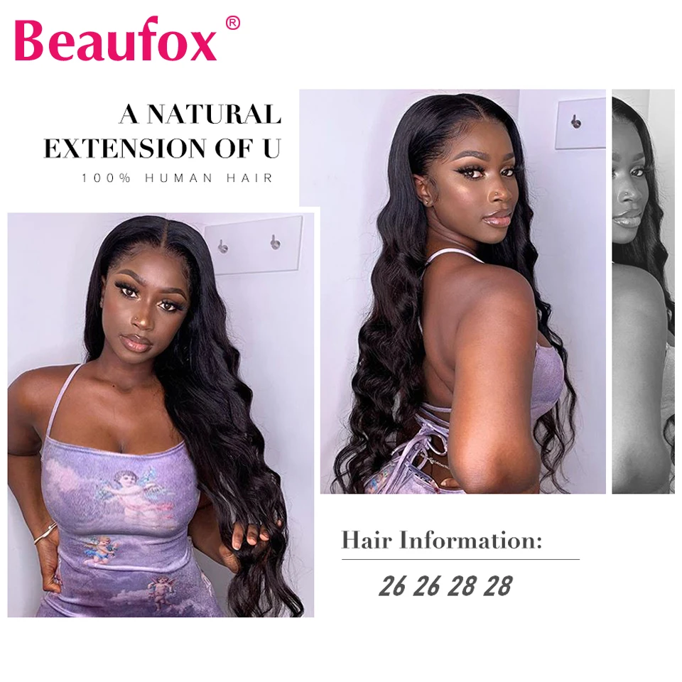 Beaufox бразильские волнистые волосы пряди с закрытием 100% человеческие Remy двойной