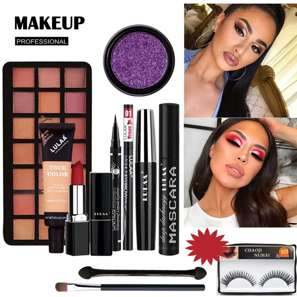 10 шт. набор для макияжа губная помада тени карандаш глаз бровей водостойкий