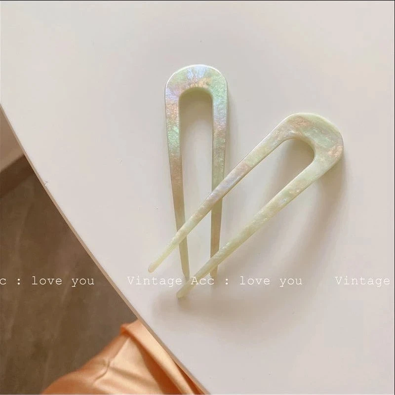 2021 ретро красочные акриловые U-образные геометрические палочки для волос простые