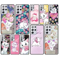 disney marie cat for samsung galaxy s21 ultra plus a72 a52 4g 5g m51 m31 m21 luxury tempered glass phone case cover