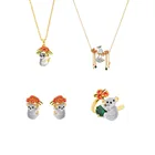 Эмалированные серьги, ожерелья и кольца из серии коала, комплекты украшений с животными и милыми цветами для женщин, тренд 2022 года, бесплатная доставка