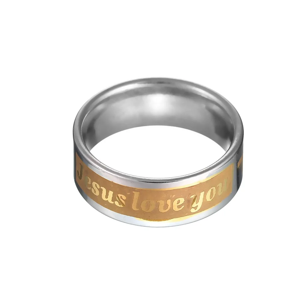 2021 из нержавеющей стали с христианскими текстами и крест Иисуса love you кольца