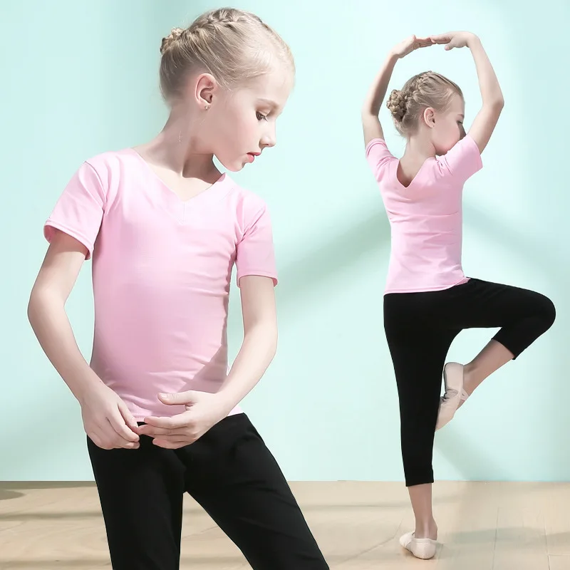 Детская Одежда для танцев Топ и штаны с короткими рукавами девочек мальчиков