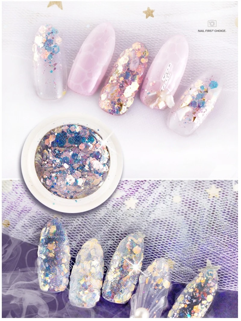 

2020 New Nail Art Gradient Sequins 8 Colors Mixed Phototherapy Crystal Extension Nail Jewelry Nail Sequins TSLM2