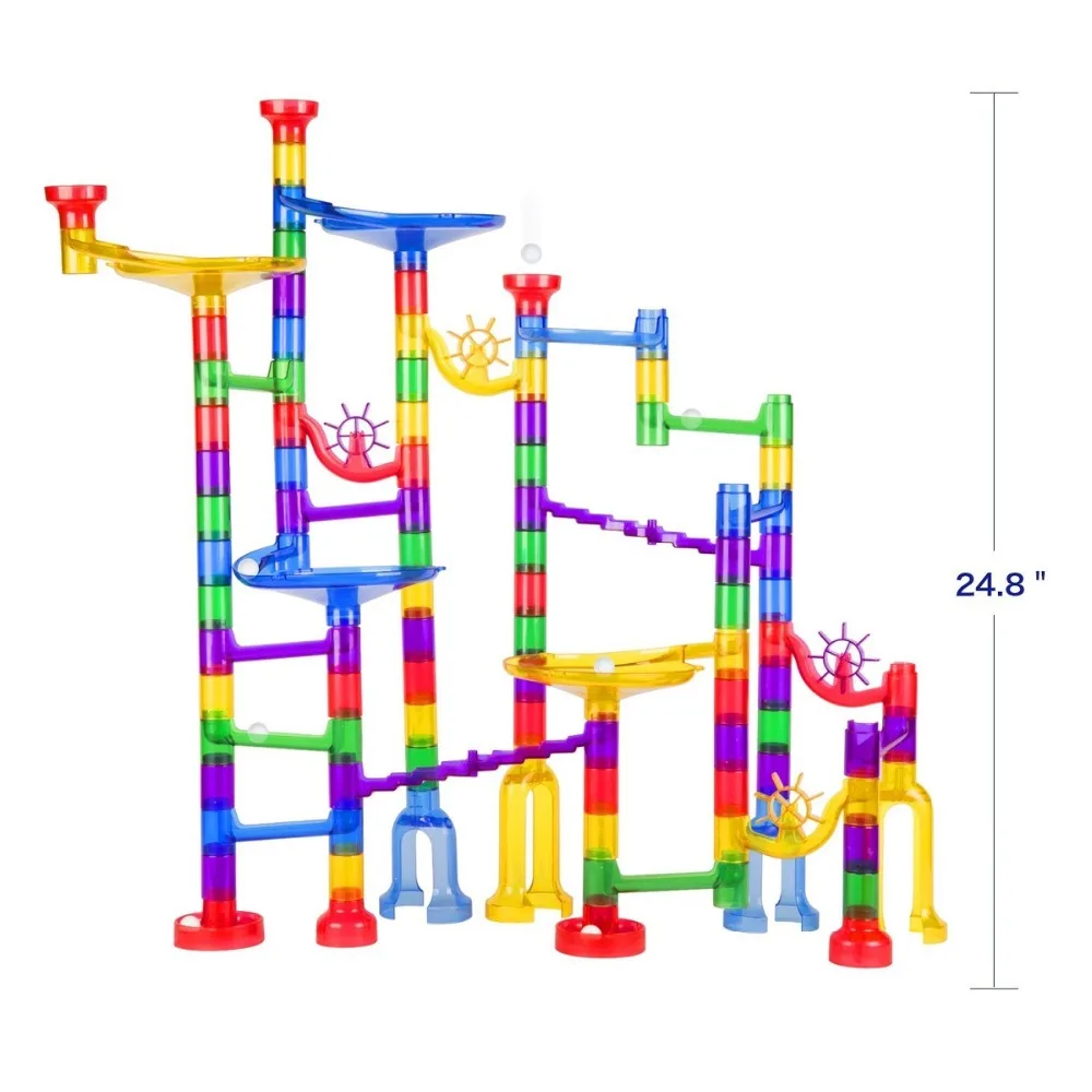 

2021 Large size 122/Pcs Set DIY Construction Marble Race Run Maze Track Building Blocks Kids Ball Roll Toys Christmas Gift
