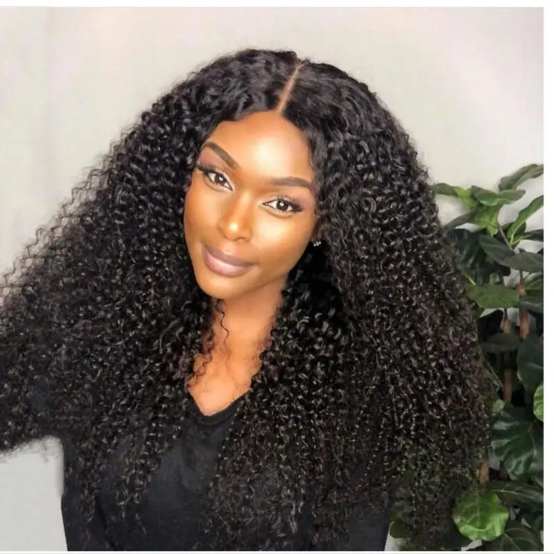 Magic Love Kinky Curly Hair Wig Natural 360 Lace Front Human Wigs Preplucked Remy For Women Black | Шиньоны и парики