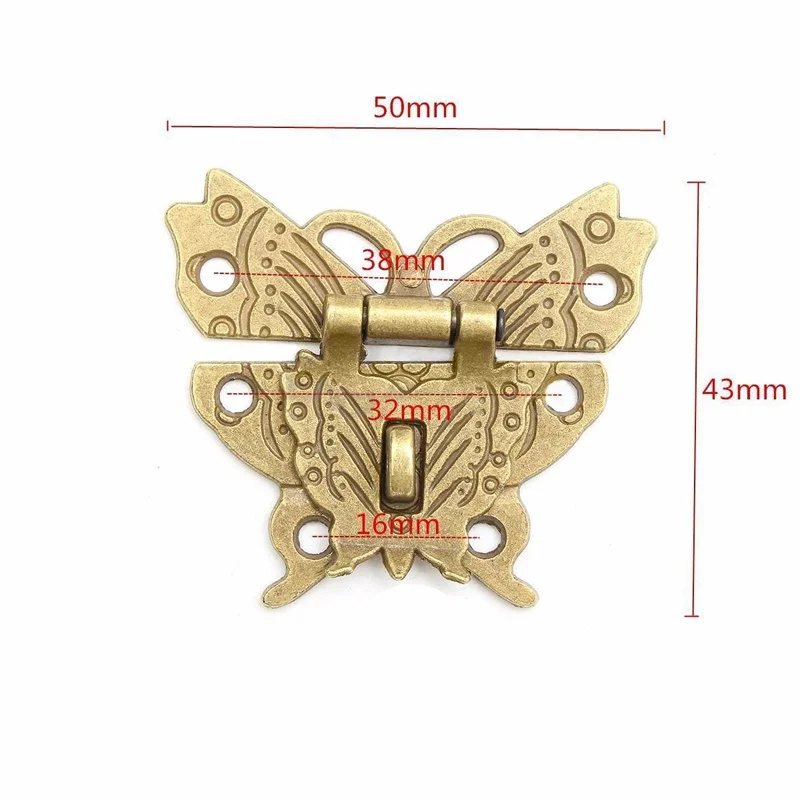 

Retro Vintage Alloy Butterfly Latch Catch Wooden Jewelry Box Case Hasp Lock