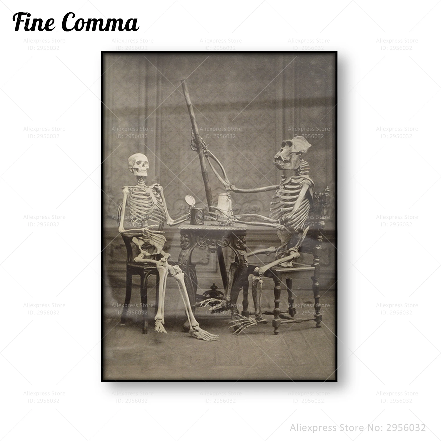 

Винтажный постер Карла хута на холсте с изображением человеческих скелетов гориллы у стола, обезьяны, обезьяны, животных, Настенный декор