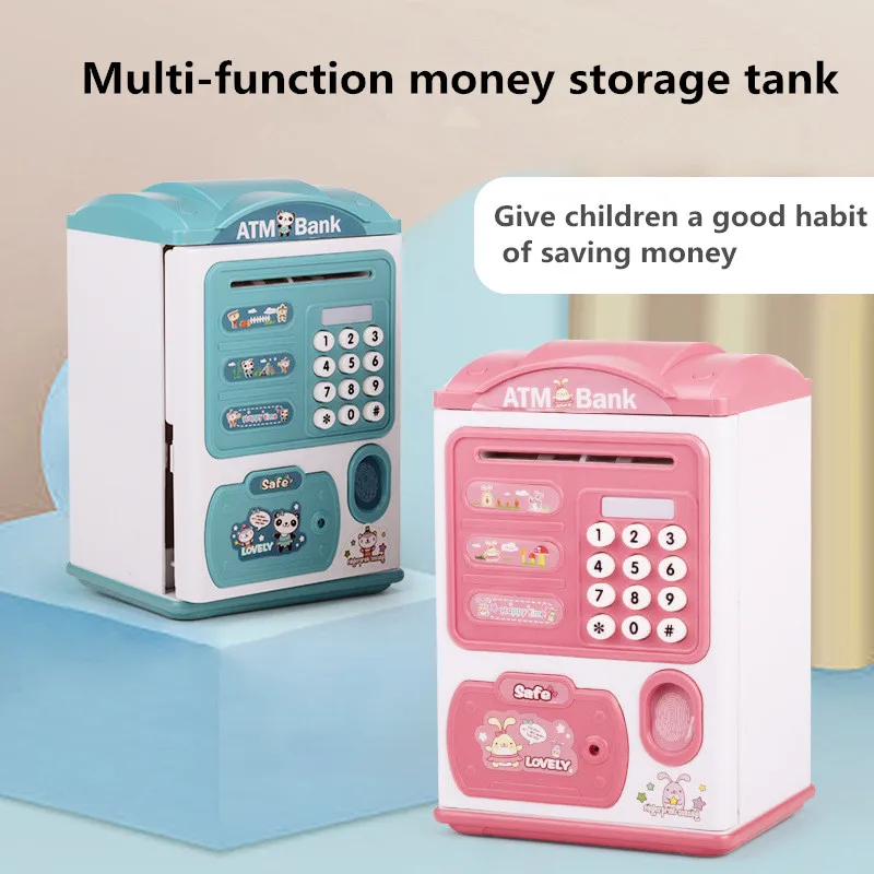 

Electronic Piggy Bank ATM Fingerprint Password Money Box Cash Coins Saving Bank Safe Box Automatic Deposit Banknote Music Toys