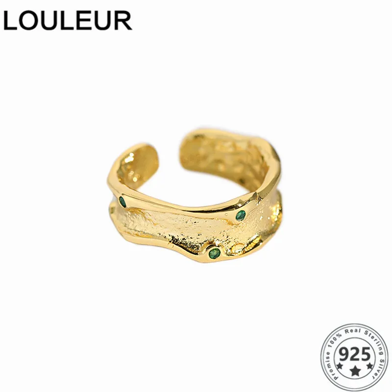 

LouLeur Design 925 Sterling Silver Ring 18K Gold Zircon Rings For Women Jewelry Adjustable Ring 2020 Trend Silver 925 News Arriv
