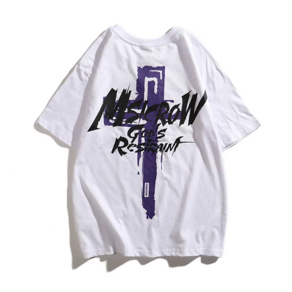 

Summer Hip-hop Men's T-shirt Short Sleeve Print Student Loose O-neck Casual Breathable Polyester T-shirt