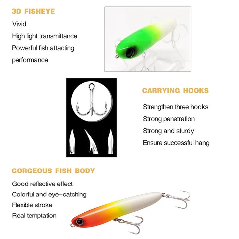 Рыболовная приманка карандаш жесткие плавающие верхние приманки для воды вес 6 5