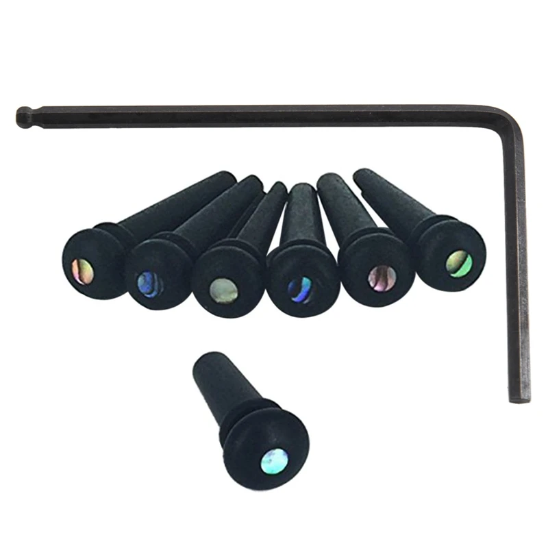 

Штыри моста для гитары из черного дерева, концевой штырь из черного дерева с регулировкой стержня для гитары, длинный гаечный ключ