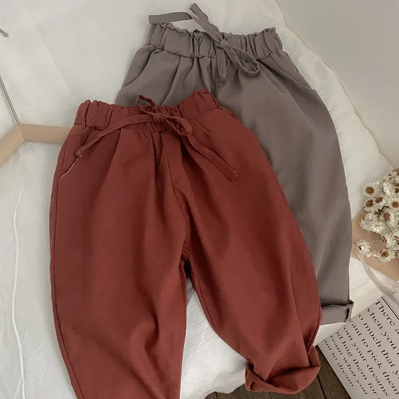 

Korean Style Autumn Baby Girls Cotton Pants Casual Loose Toddlers Kids Bud Trousers Children Clothes