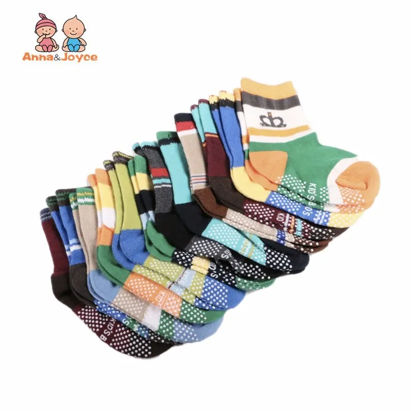 12 пар/лот хлопок Детские носки-тапочки с резиновой защитой от скольжения