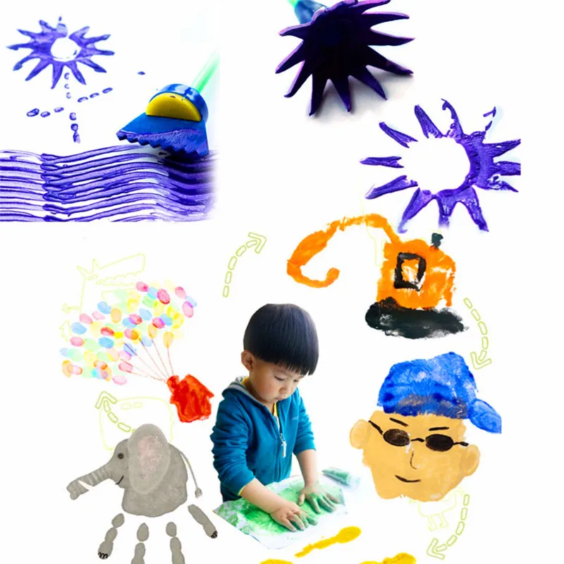 

4pcs/set DIY Painting Tools Drawaing Toys Flower Stamp Sponge Brush Set Art Supplies For Kids