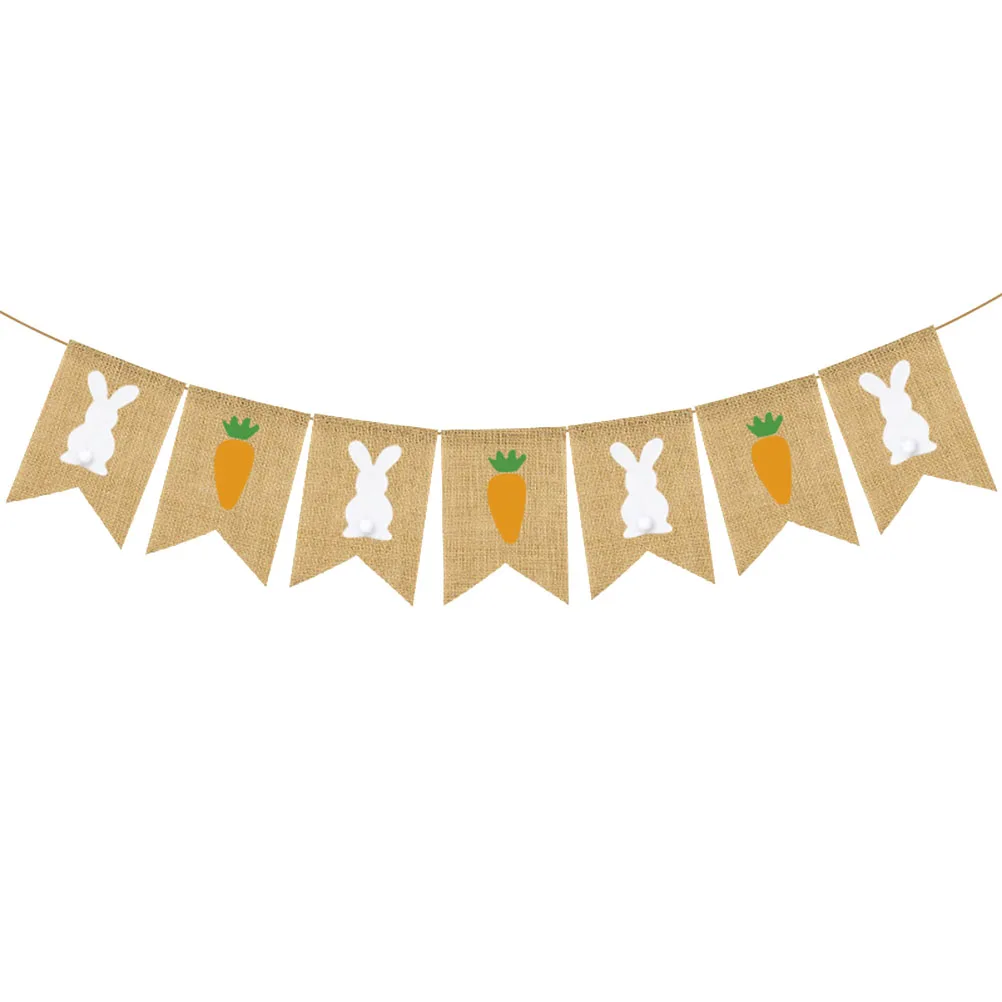 1 шт. пасхальное украшение баннеры для вечеринки милый кролик печать мешковина