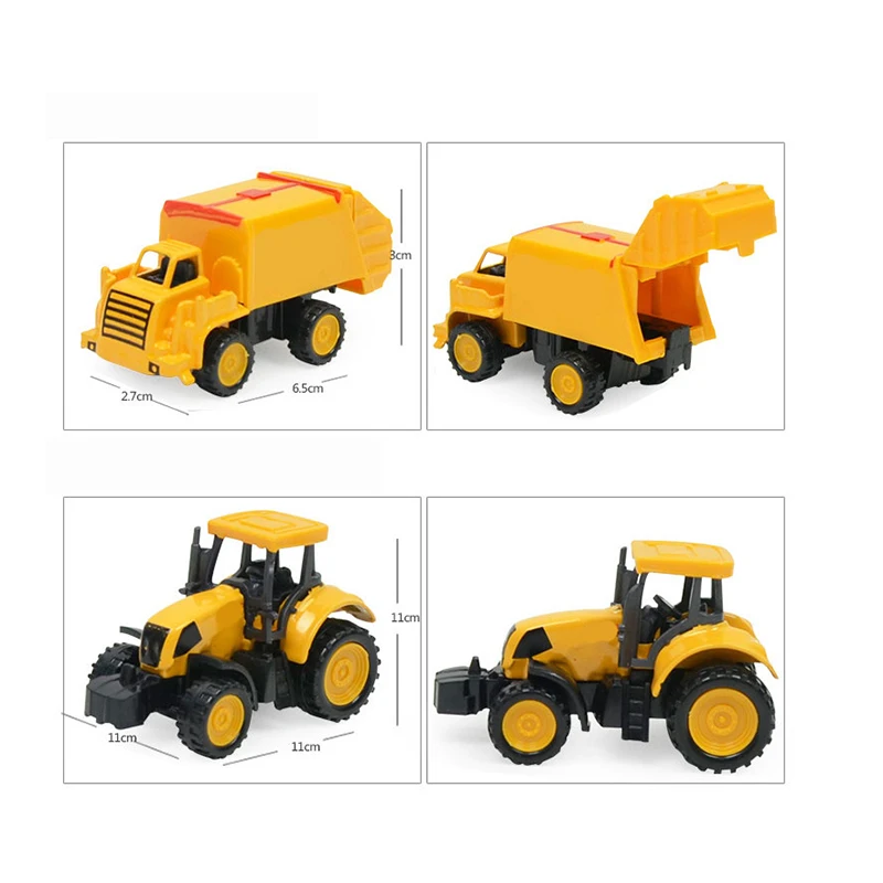 

8 PCS/Set Alloy Diecast Engineering Vehicles Inertial Car Toys Excavator Stacker Sanitation Truck Bulldozing Car Toy Gift