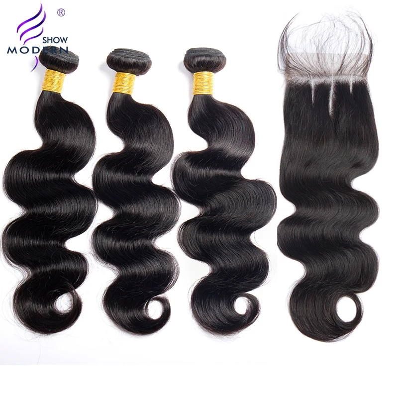 Объемные волнистые пучки с закрытием бразильские волосы 3 пучка шнурка не Реми