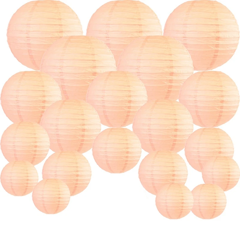 

20 Pcs 6 Inch-12 Inch Peach Paper Lantern Chinese Assorted Sizes Round Lampion For Wedding Party Outdoor Indoor Hanging Decor