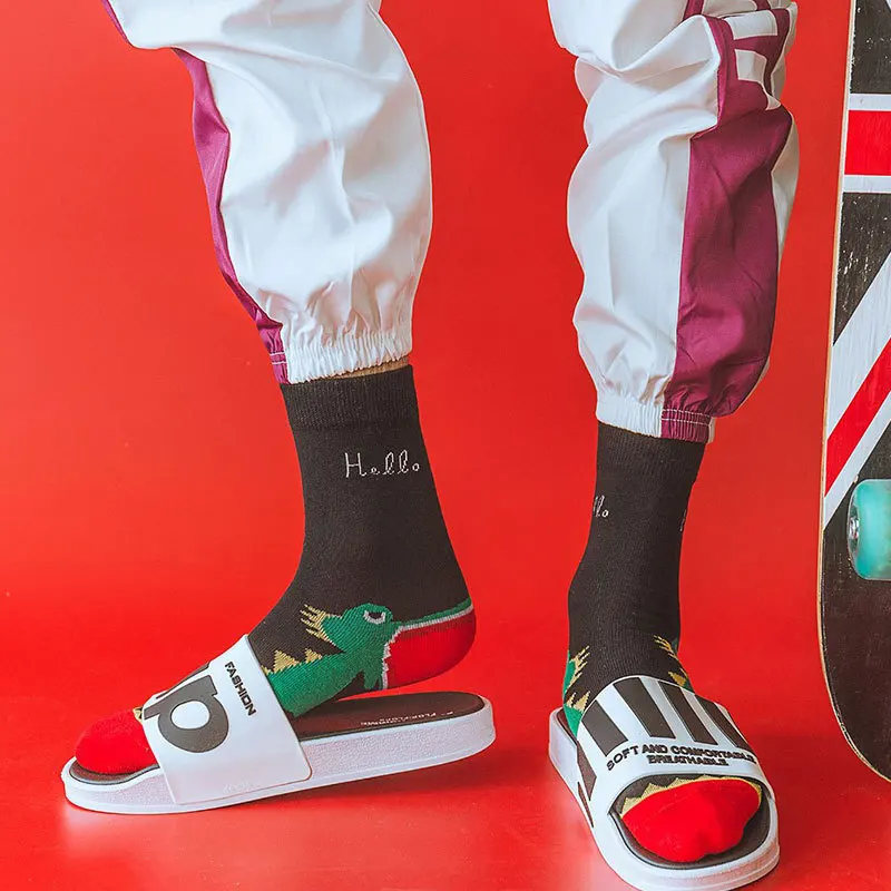 Модные носки с надписью Happy Мягкие хлопковые красивые в стиле хип хоп для