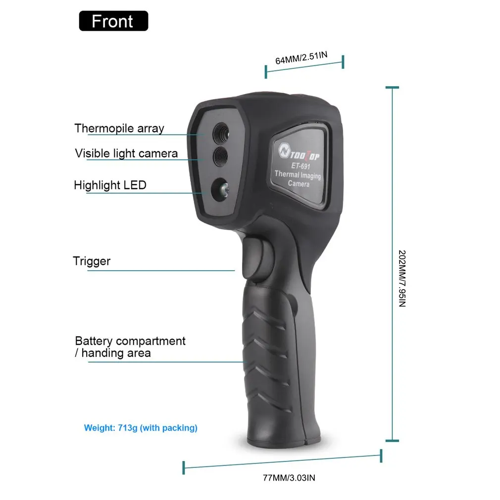 

Industrial Infrared Thermal Imager Camera 2.4 Inch TFT LCD Display Screen -4~752 Measurement Ranges 320x240 IR Resolution