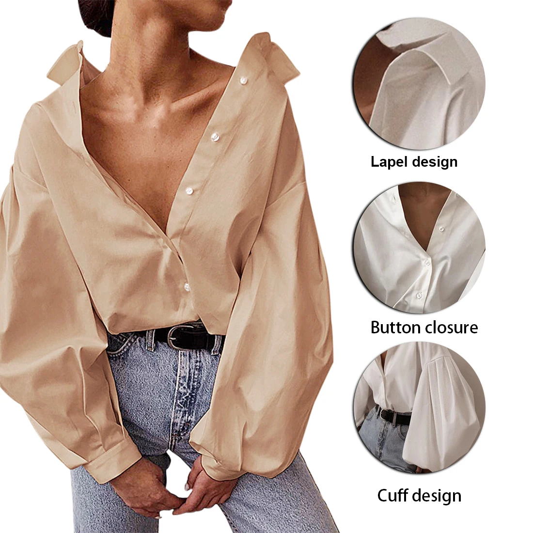

2021 Casual Vintage Sexy Button White Blouse Women Lantern Sleeve Plus Size Loose Women Shirt Cotton Office Ladies Tops Blusas