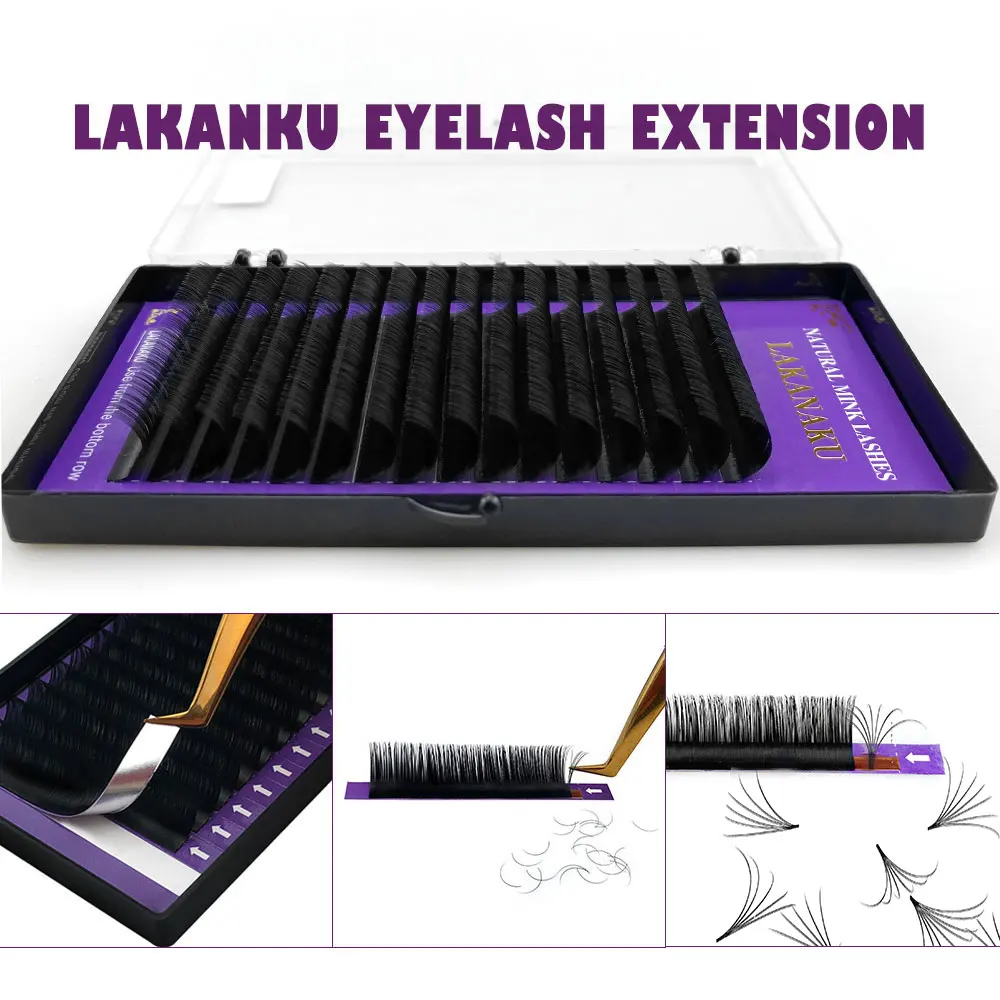 

LAKANAKU Eyelash Extension 16 Rows Individual 8-18mm MIX Mink Fake Lashes Makeup Professionals Soft Natueal Eyelash Extension