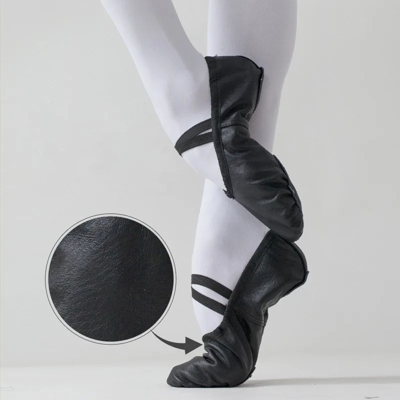 Балетки из натуральной кожи с крестом пуанты эластичным ремешком черные 22-42 |